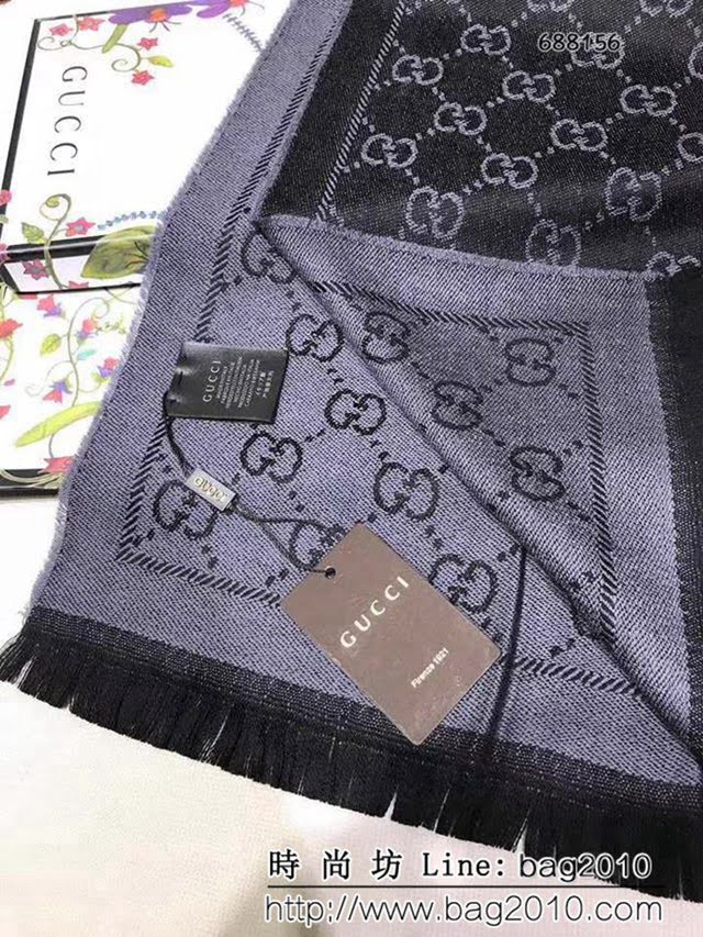 GUCCI古馳經典款 官網16年最新GG羊毛提花系列長圍巾 688156 LLWJ6923